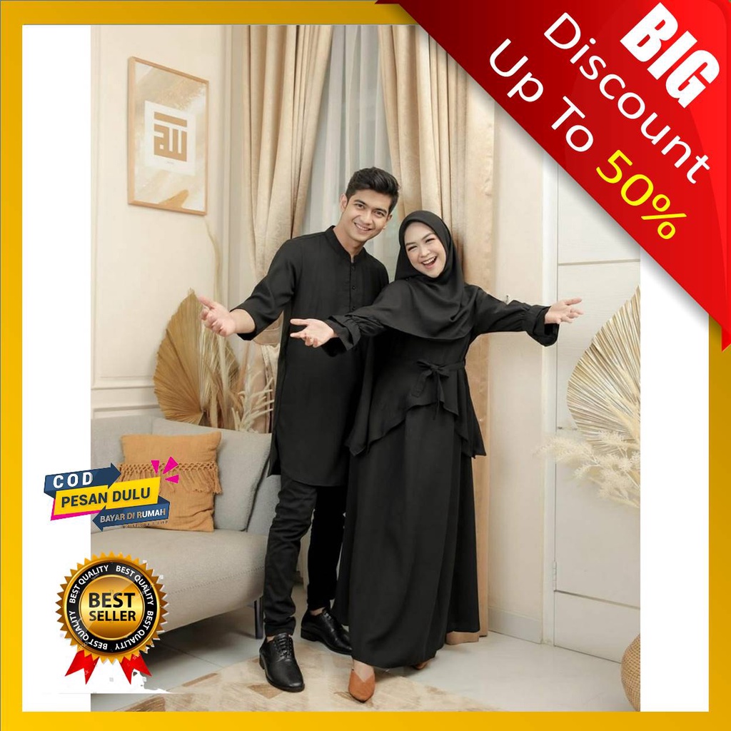 (COD) Setelan Busana Baju Wanita Gamis Couple Muslim Ria Ricis Kekinian Murah Terbaru Mewah Branded Dewasa Remaja Muslimah Polos Kondangan Gamis Lebaran Dress Wanita Muslim Premium Elegan Original Import 2022 Gamis Couple Suami Istri Terbaru 2022