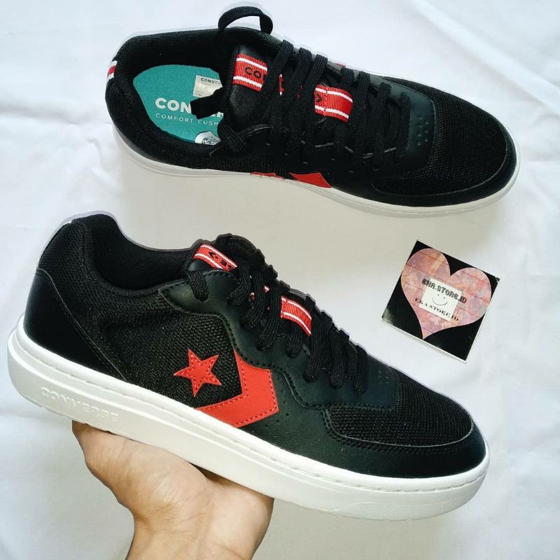 Converse Rival Ox Black University Red White 167530C Original Resmi