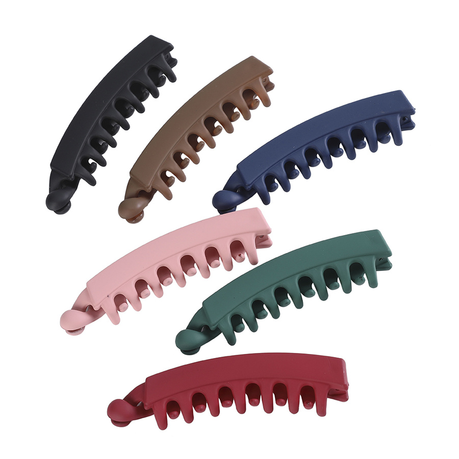 Korean Frosted Texture Plastic Hairpin Temperament Solid Color Banana Clip Vertical Clip