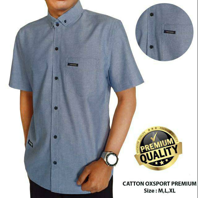 Kemeja Pendek Polos/Kemeja Pendek Pria Katun Okford