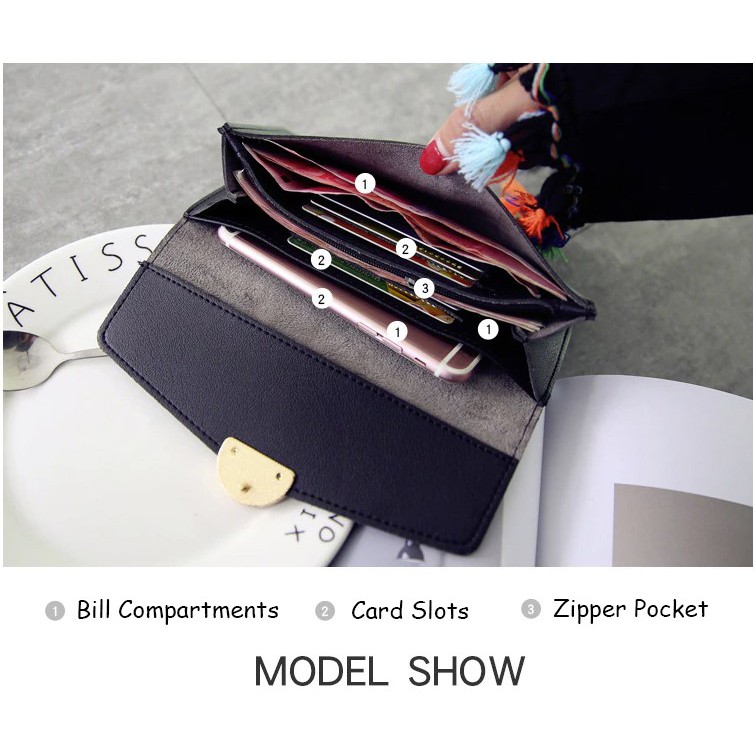 LUXTHER - Women Long Wallets Purses Luxury Round Shap Wallets / dompet wanita dompet panjang