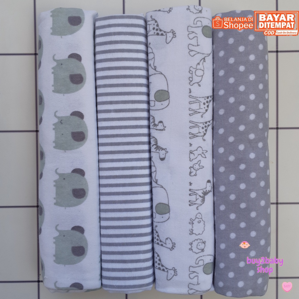 Bedong bayi Carter bahan flanel motif boy &amp; girl 4 PCS