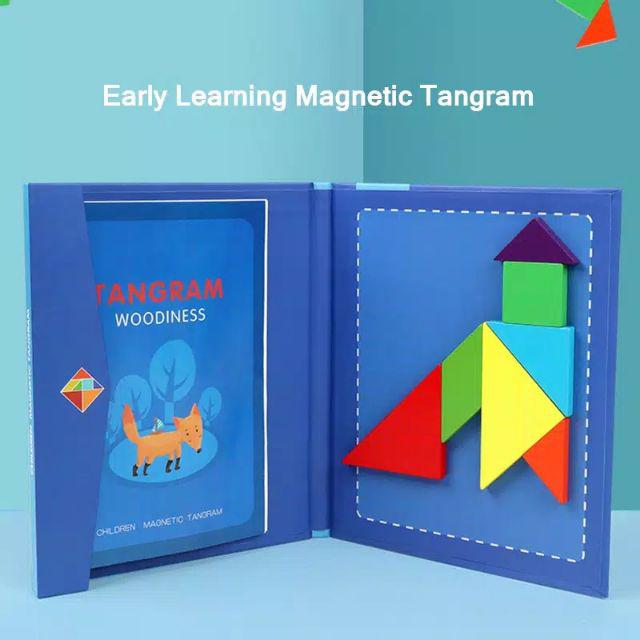 Hn Puzzle Tangram Magnetik Bentuk Buku Bahan Kayu Untuk Edukasi Shopee Indonesia