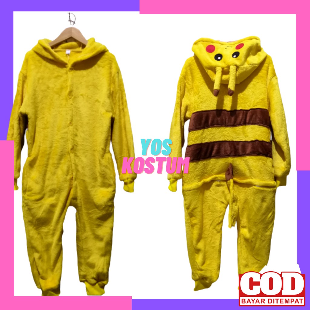 Kostum Karakter Anak Pikachu Impor Lucu Baju Tidur Karakter Cosplay Costume Laki Perempuan Premium