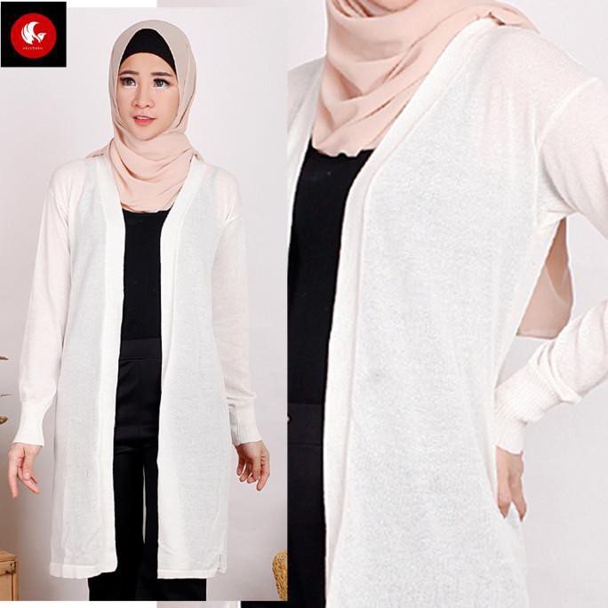 Okechuku Vanya Cardigan Wanita Rajut Long Cardigan Rajut Wanita Outer - Putih