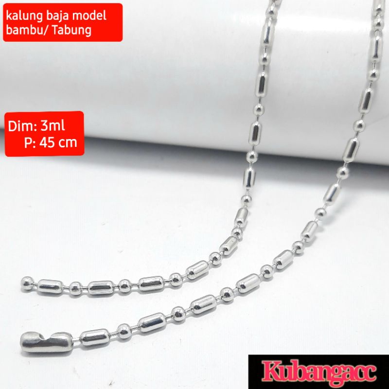 Kalung Monel Kalung Baja Model Bambu 45 cm 3mm  Kalung Keren Kalung Pria Wanita Kalung Titaniun
