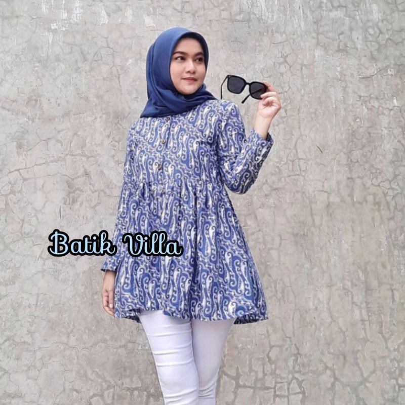 tey-17 Batik wanita ASJ SA HRB026 Kenongo Kemeja Tosca Pendek-D