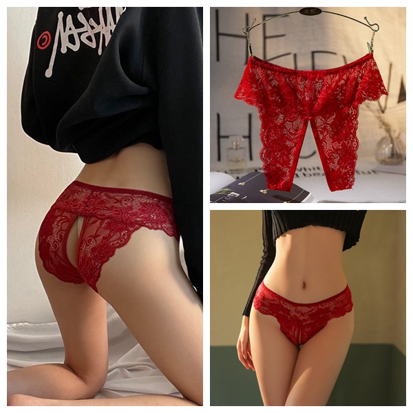 Celana Dalam Wanita Sexy Open Crotch Renda Ukuran Jumbo Panties Seksi transparan Celana 4XL 3C025