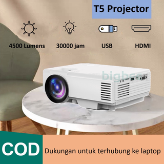 T5 Proyektor 4500 Lumens Smart LED Home Multimedia Home Theater Film Proyektor Kompatibel TV Stick Dukungan Laptop HDMI USB VGA Bisa COD