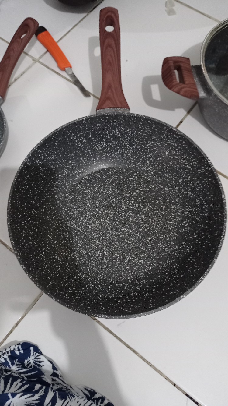 Cypruz Fp-0644 Fry Wok 3mm Induksi Marble Granit 28cm Asli Belgium Premium Wajan
