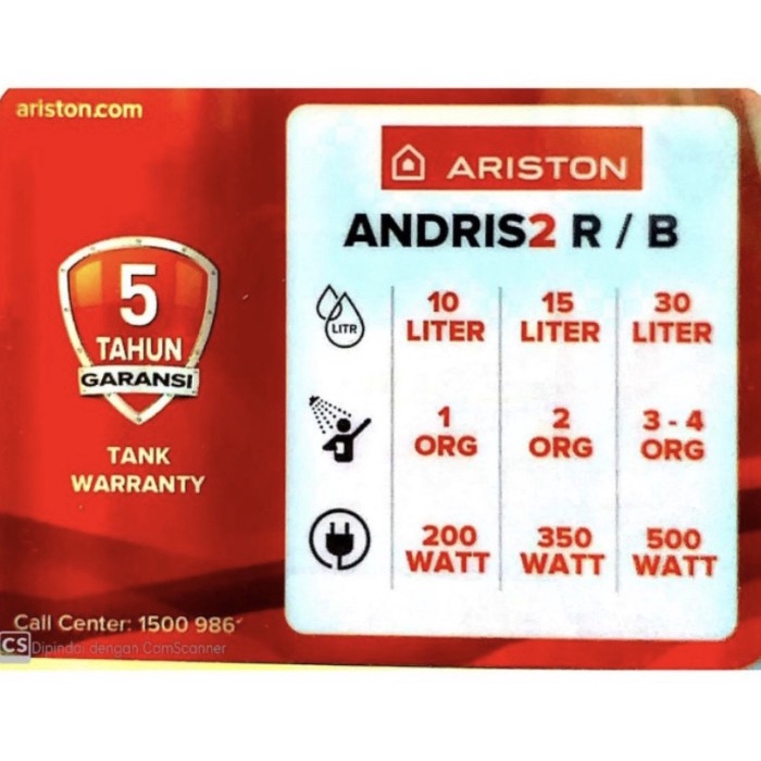 Ariston Water Heater Electric / Pemanas Air Andris2 Andris 2 AN 2 15 R