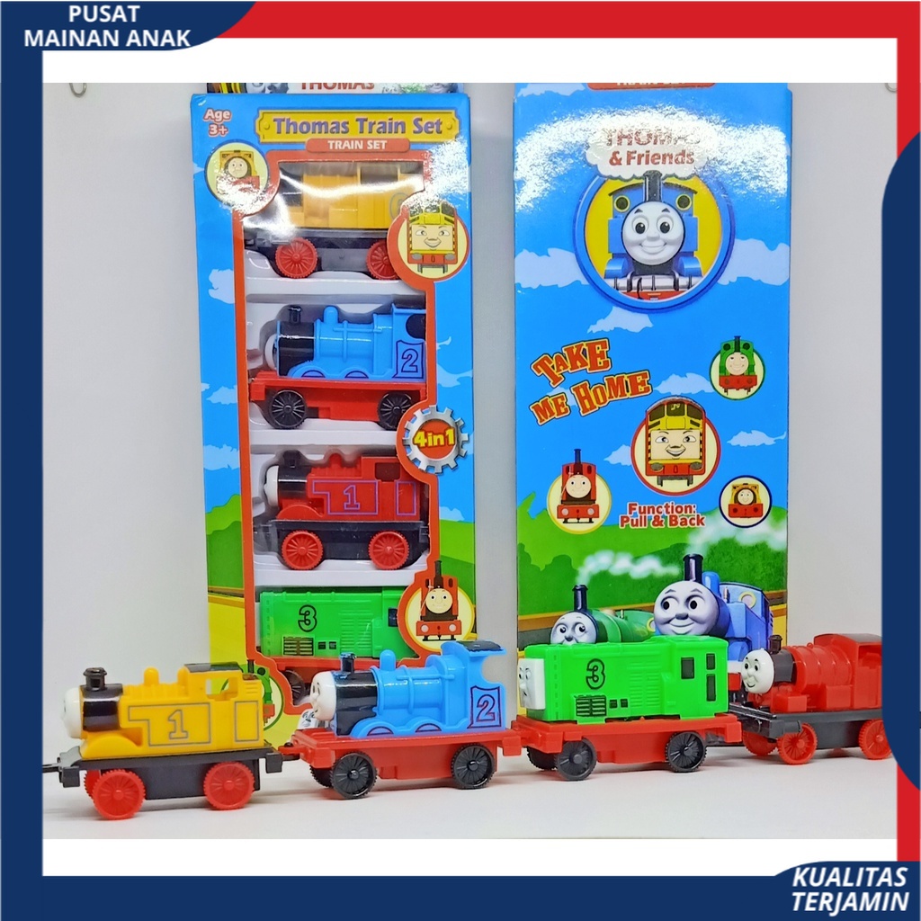 Mainan Anak Isi 4 PCS  Set Mobil Kereta Api Thm &amp; Friend PullBack / Train Play SNI Berkualitas