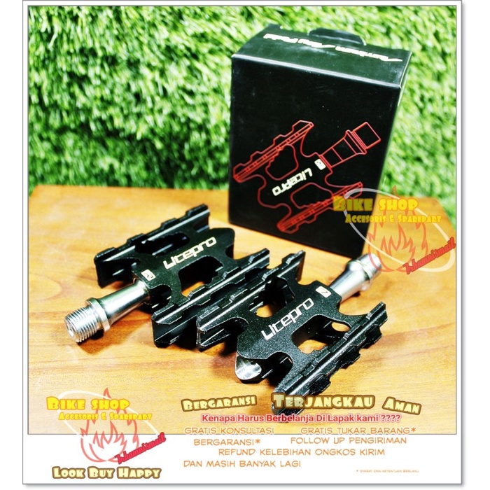 Pedal CNC Pedal LitePro Black Pendal Alloy Lite Pro Bearing Hitam MTB
