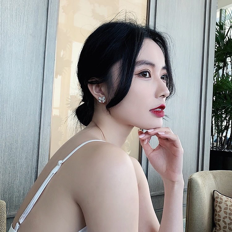 Korea luxury Tinggi rasa busur anting-anting anting-anting anggun online influencer perak pin anting