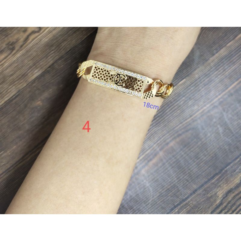 Fifi Fashion Gelang Double Ring Ukir Kombinasi Plat Model Perhiasan Lapis emas