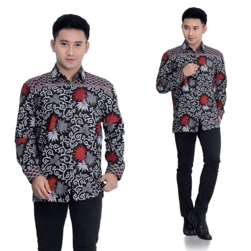 Manggar Batik Jumbo Hrb118 A Hitam Coklat Kemeja Batik Pria Pendek Premium Besar Xxxl 3l 4l 5l