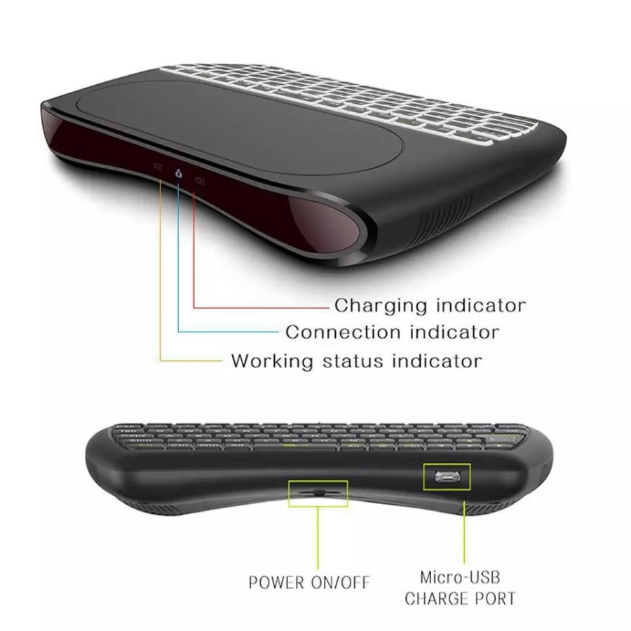 NA - Mini Keyboard TV box Wireless + Touchpad LED 7 Color Backlight D8