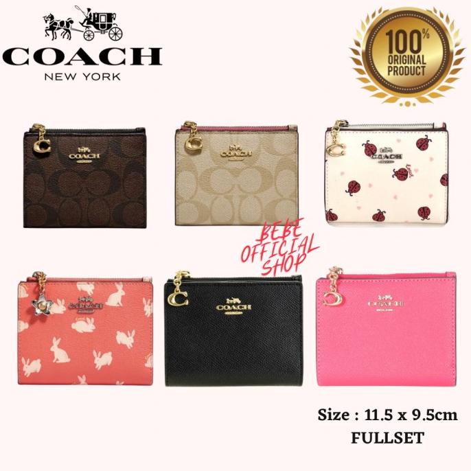 NEW SALE DOMPET WANITA [ORIGINAL] COACH WALLET SNAP CARD CASE IN LEATHER BLACK / DOMPET COACH ORIGIN