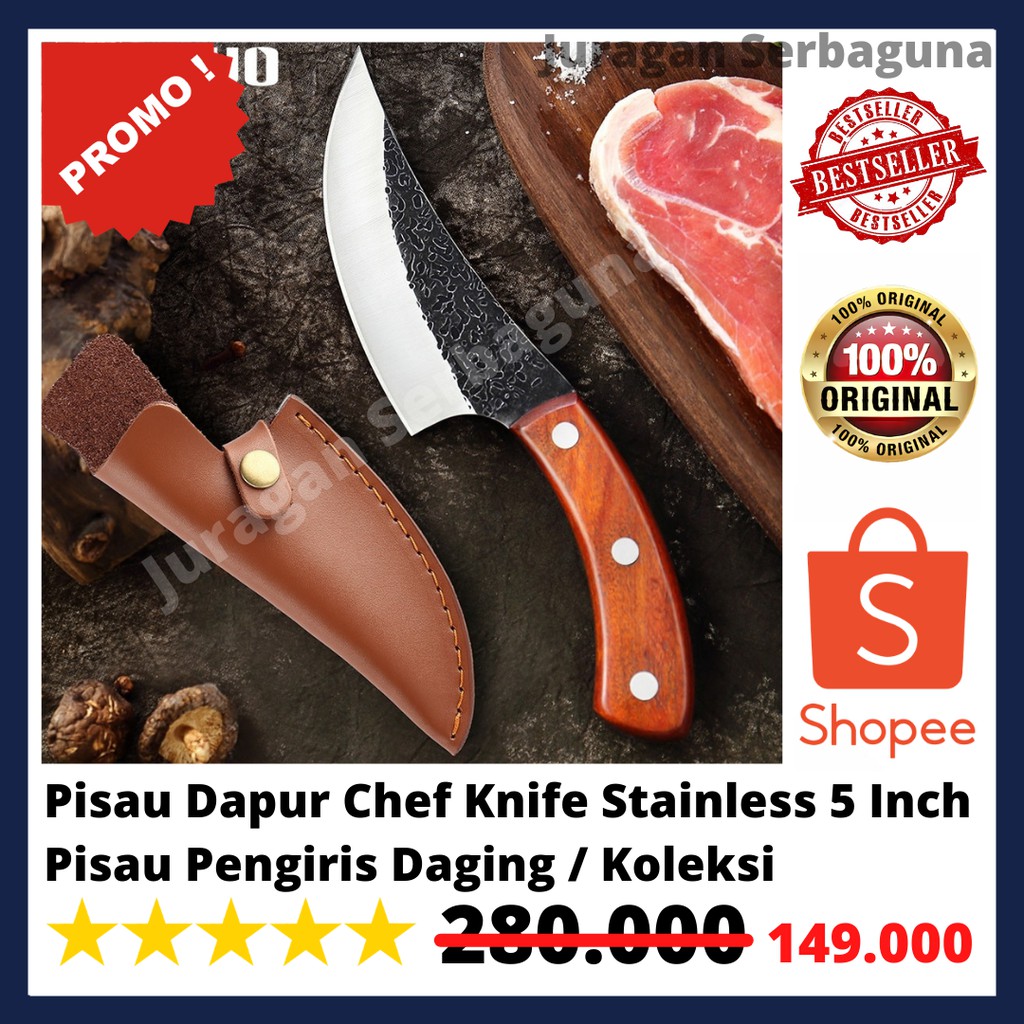 Pisau Dapur Chef Knife Stainless 5 Inch Pisau Pengiris Daging / Koleksi