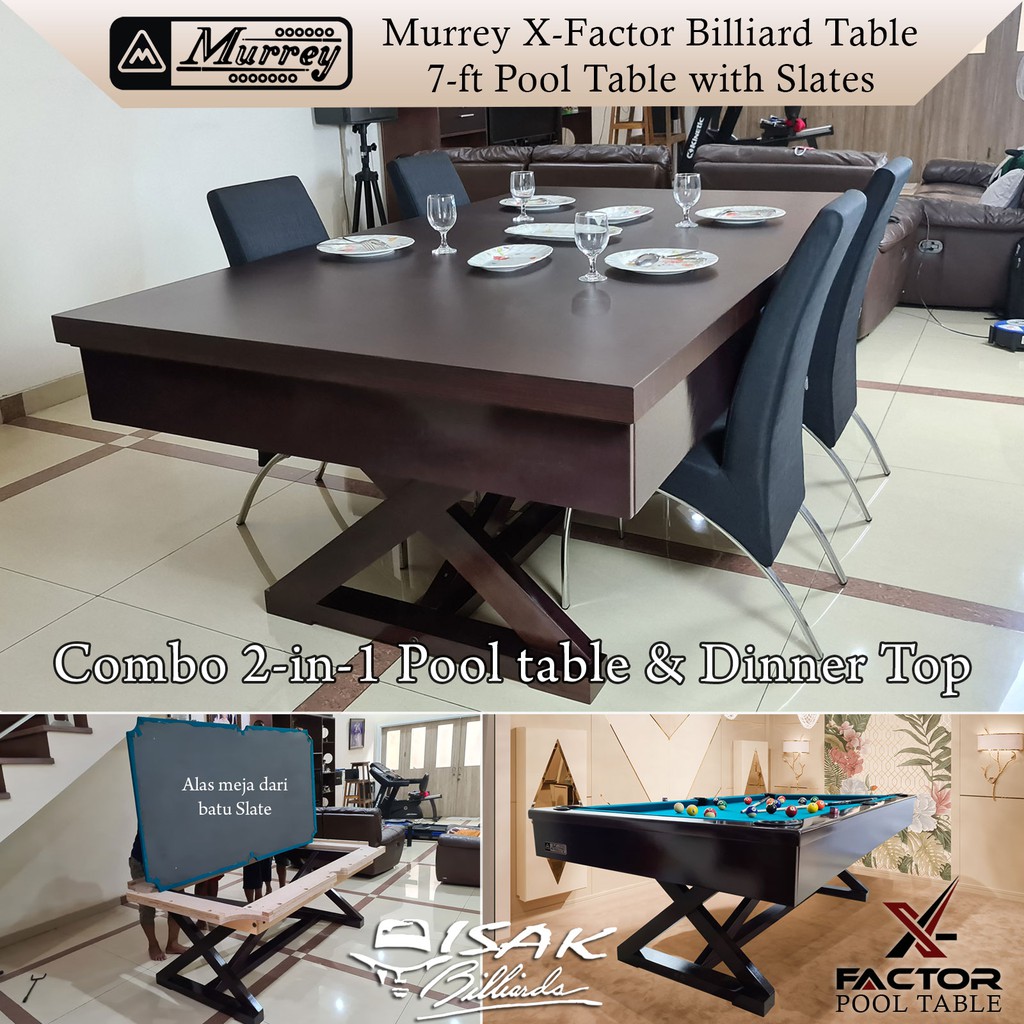 Murrey X-Factor 7-ft Combo 2-in-1  Pool DinnerTable - Batu Slate Meja Billiard 7 feet Biliar Asli