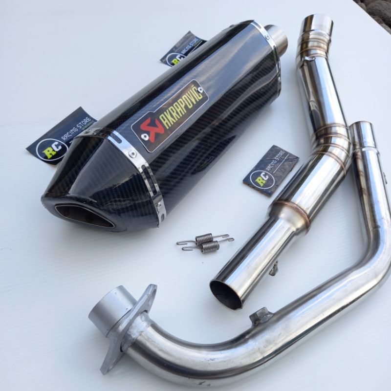Knalpot NGEBAS AKRAPOVIC Layang Carbon R15 - Vixion - Byson - Mx135 - Mx King - Xabre - MT15 Full Sy