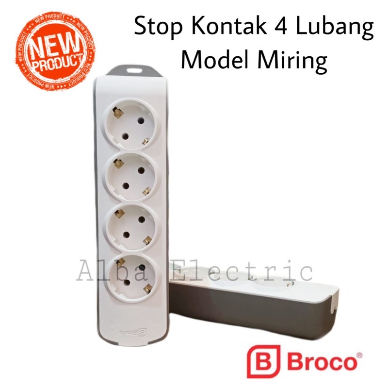 Stop Kontak 4 Lubang BROCO Model Miring Slanting Type Tanpa Kabel OB Stop Kontak Broco 4 Lubang Terminal 4 Lubang Broco Outbow