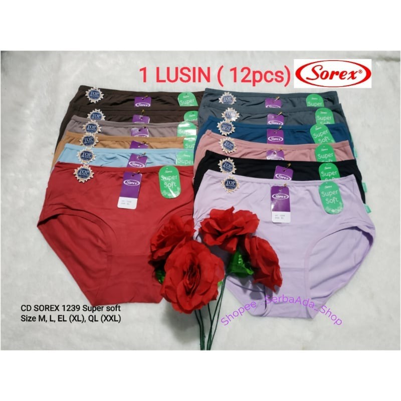 Sorex 1239 12pcs Celana Dalam Wanita Lusinan  Supersoft  Size M - XXL