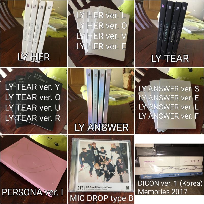 ALBUM ONLY BTS Murah MEMORIES2017 DICON LOVE YOURSELF LY HER TEAR ANSWER MOTS PERSONA JAPAN MIC DROP