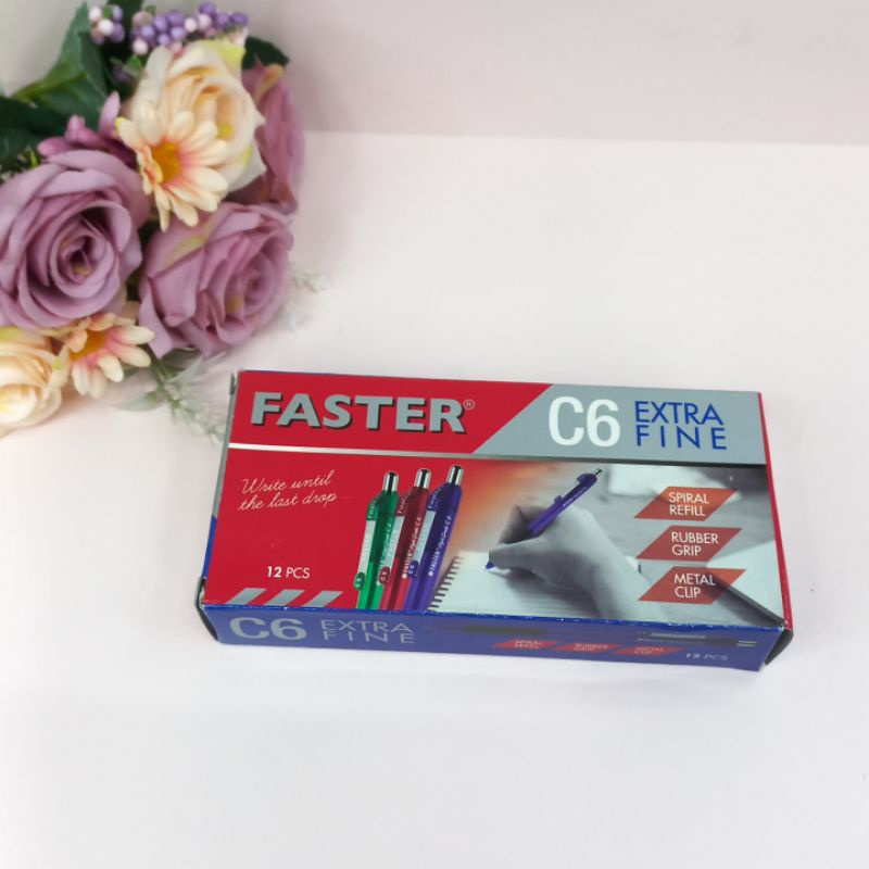 Pulpen Faster C6 isi 12Pcs Ballpoint