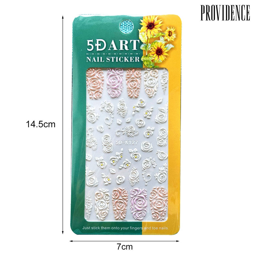 Providence Stiker Kuku Ultra Tipis Motif Bunga Timbul 5d Warna Putih Untuk Manicure / Nail Art