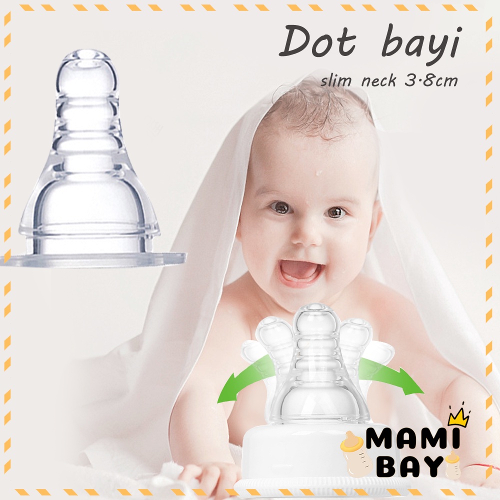 Mamibayi Dot bayi BPA free dot Silikon pengganti slim neck nipple dot