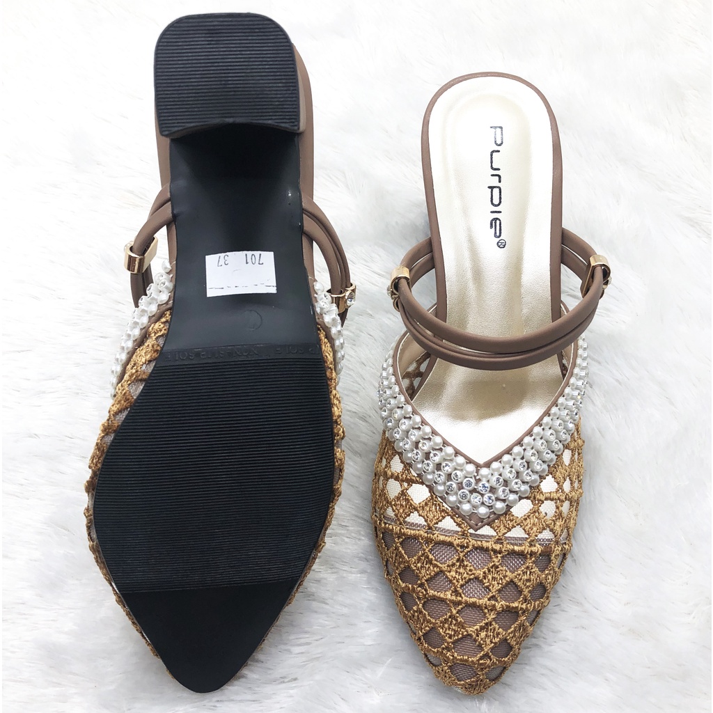 Sandal Brukat Heels  Pesta Wedding Claudia Series Premium Hak 7cm Terbaru