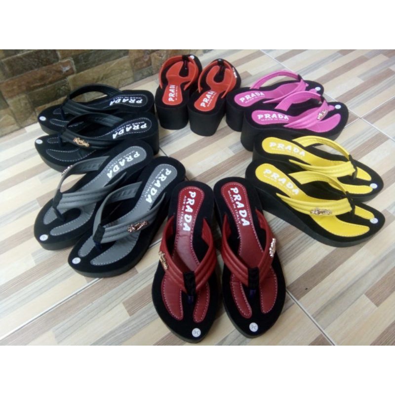 sandal wedges wanita,hells motif{balok}