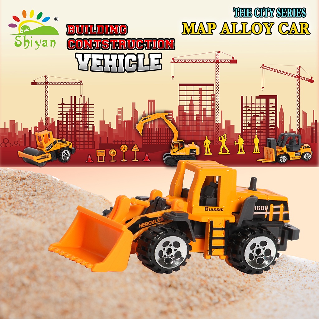 [Shiyan] mini alloy diecast model mobil teknik mainan kendaraan dump truck forklift excavator model mobil mini hadiah untuk anak anak