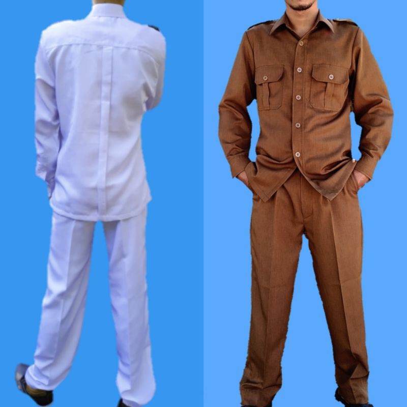 READY STOCK BAJU PEMDA/PNS/DINAS PRIA, COKLAT/PUTIH