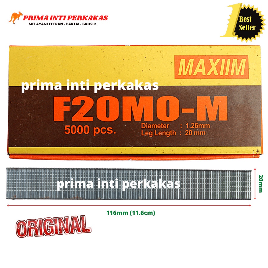 

Paku Tembak / Isi Stapler / Air Nailer Maxiim F20 Model Lurus 20mm