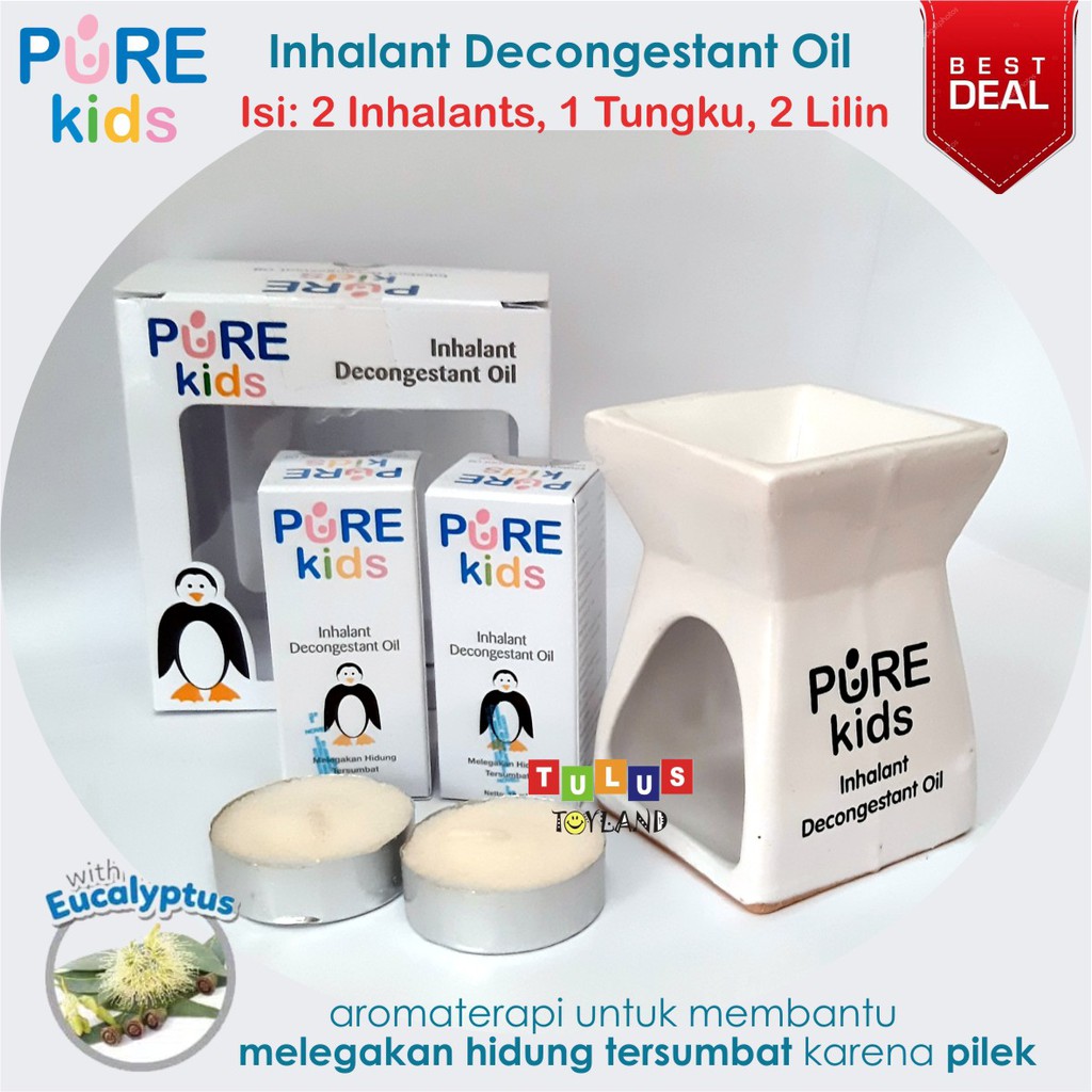 Paket Tungku Lilin Pure Kids Inhalant Decongestant Oil PureKids Aromaterapi Pilek Flu Anak PureBB