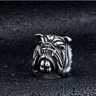 SEUSUK  Perhiasan Cincin Punk Vintage Retro Desain Bulldog untuk Pria