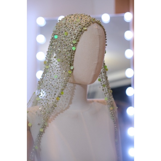 veil pengantin sage green