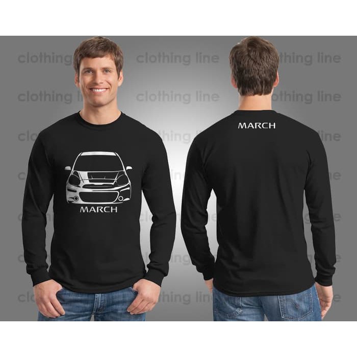 KAOS MOBIL NISSAN MARCH SILUET LENGAN PANJANG