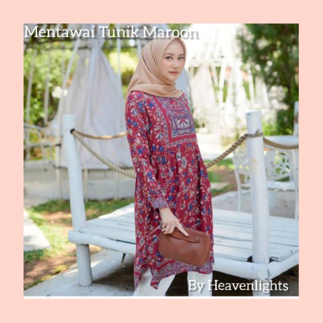 Mentawai Tunik Maroon Heaven Lights