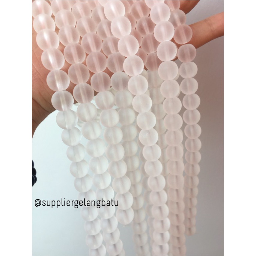 batu kuarsa bening matte clear quartz gelang kalung doff 10mm putih doft kristal stone healing etnik