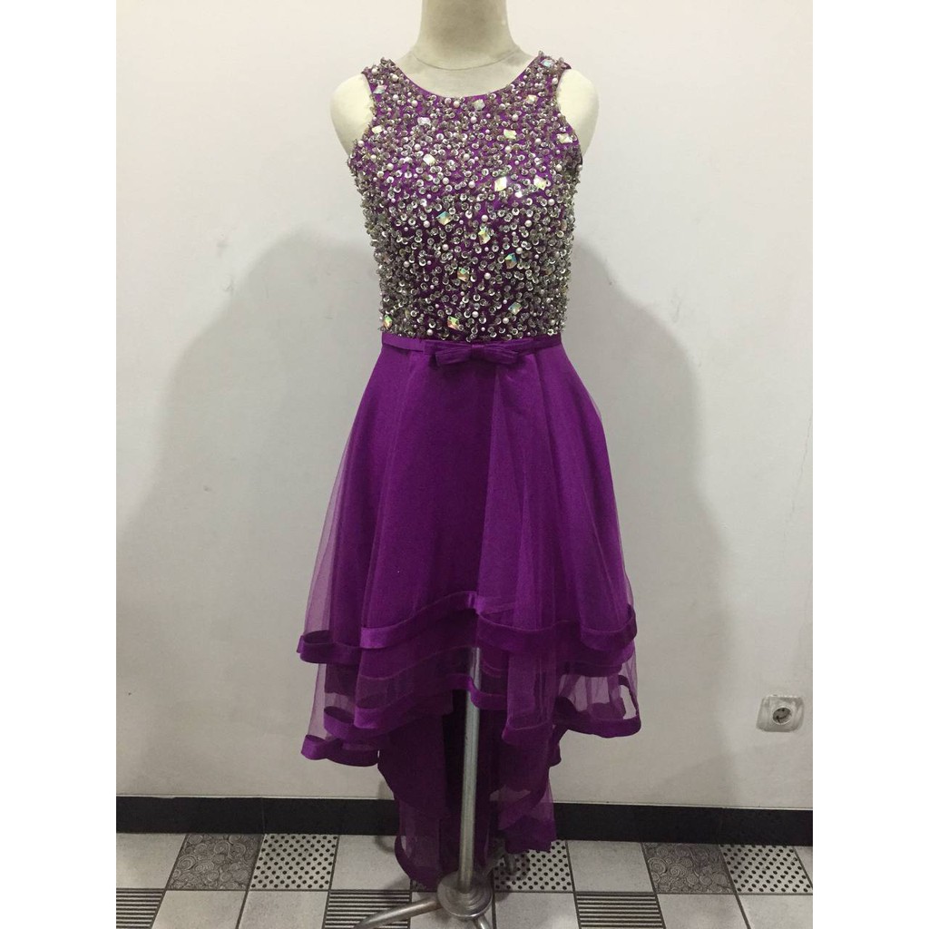 DRESS PESTA SWEET17 WEDDING UNGU MUTIARA TILE