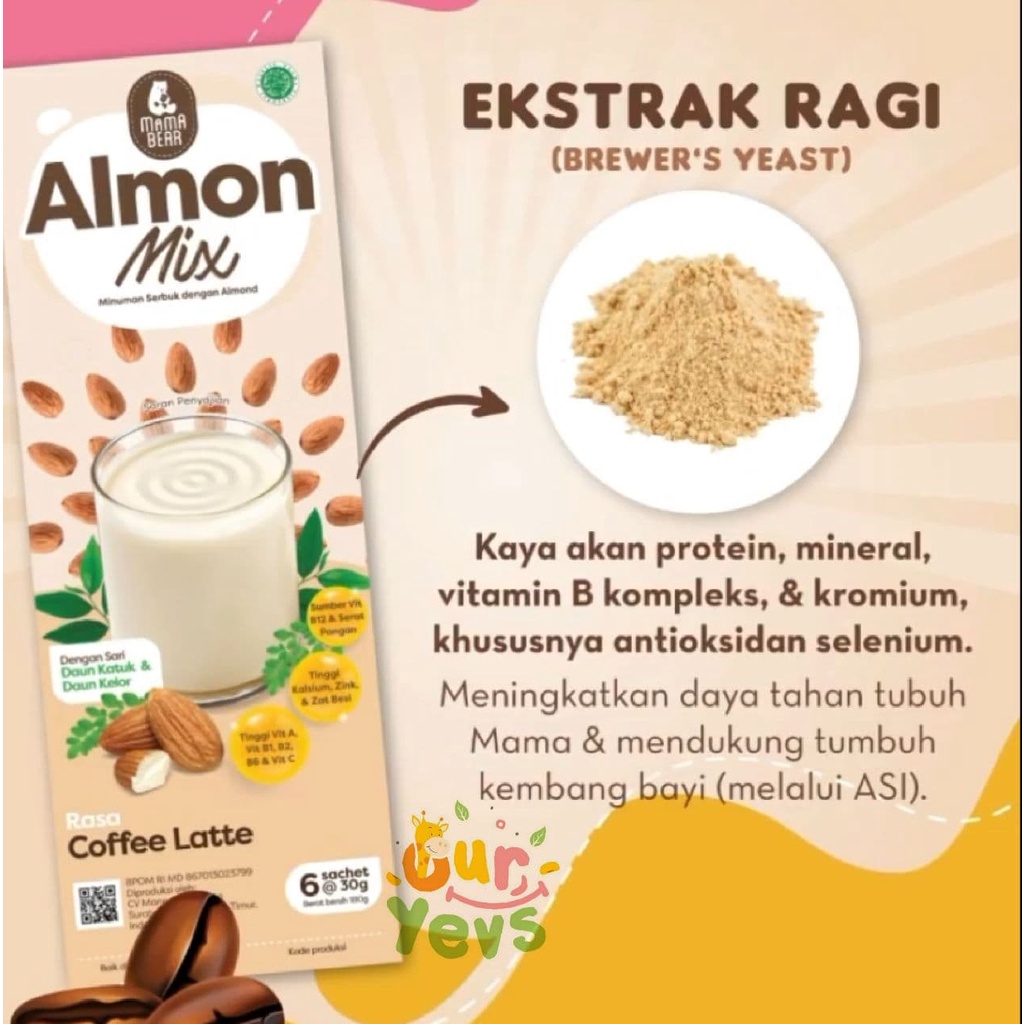 Mama Bear Almon Mix NEW FORMULA COFFEE LATE / Almonmix mamabear / mama bear almond/ ASI Booster / Pelancar ASI