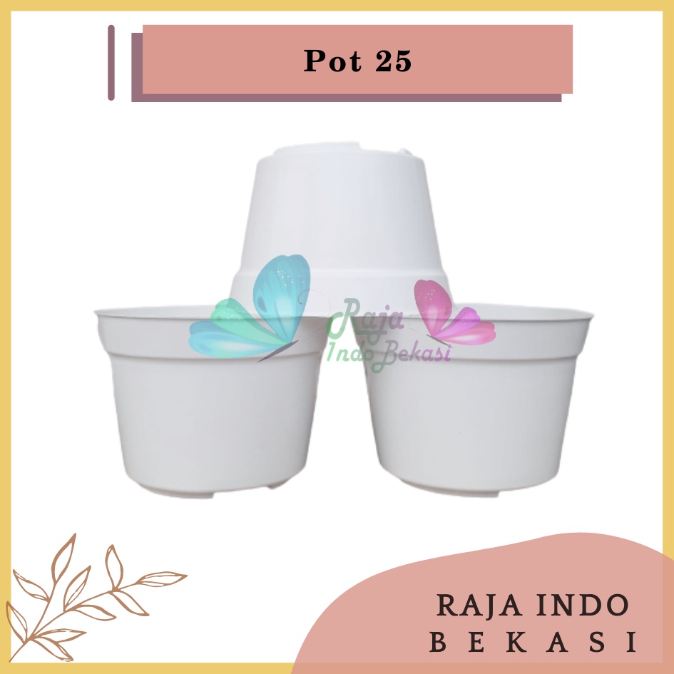 Pot Bunga 25 Putih Pot Basic Polos - Pot Tanaman Putih Polos Besar Pot 25 30 Cm Putih Lusinan Murah Grosir