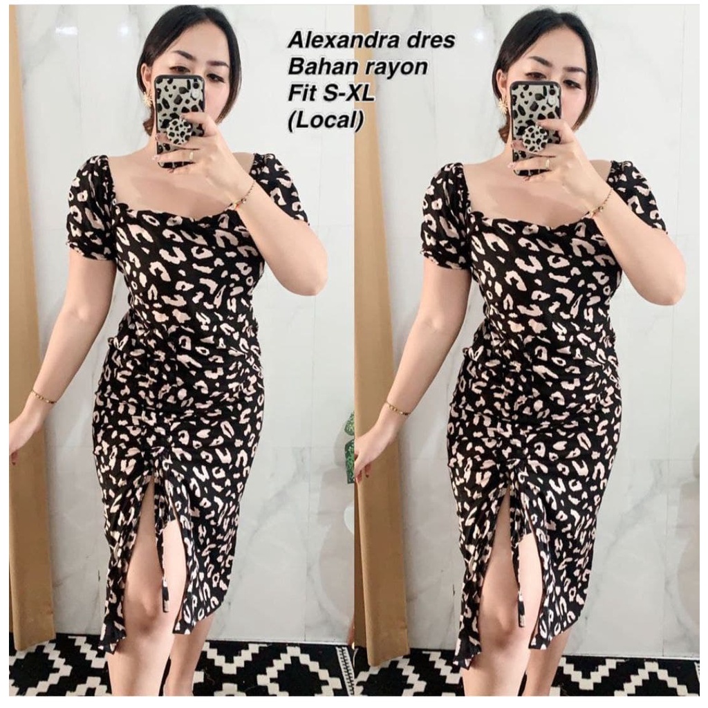 Dress Alexandra Alexsandra Midi Korean Style Sexy Bodycon