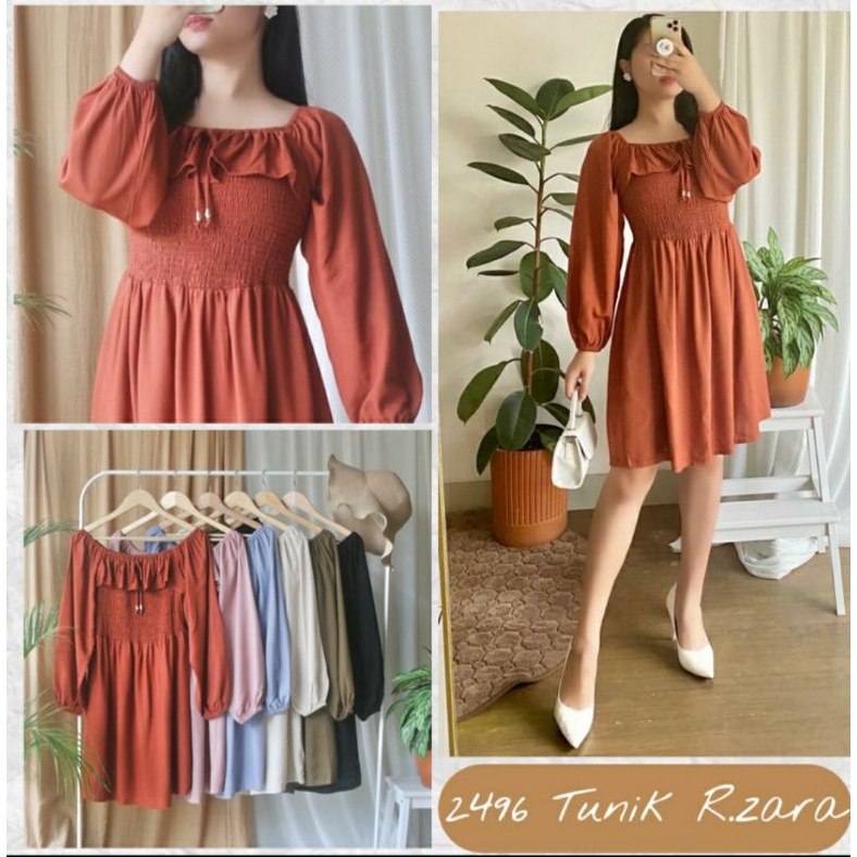 BIANVY Dress Wanita // Tunik Cey Crinkle // Rayon Zara
