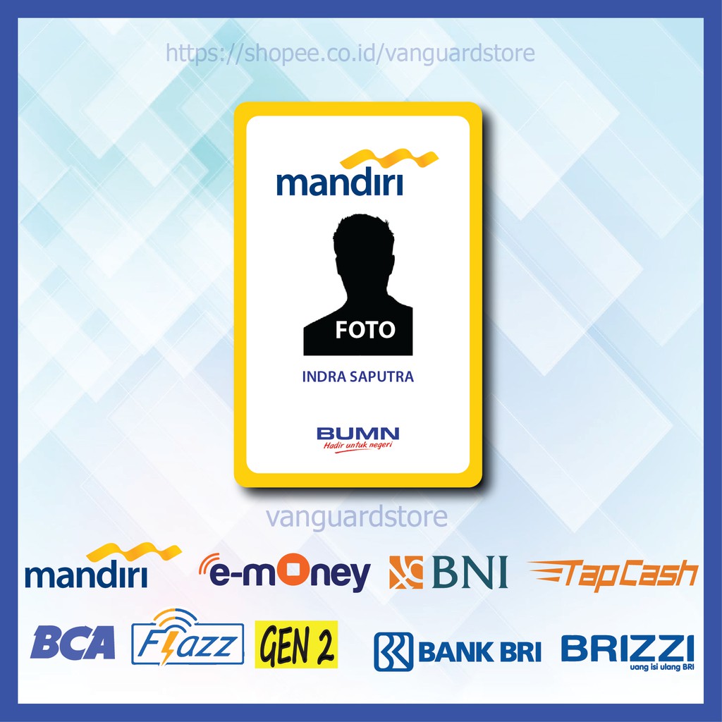 KARTU E MONEY E TOLL BANK MANDIRI KUNING TAPCASH CONTOH ID