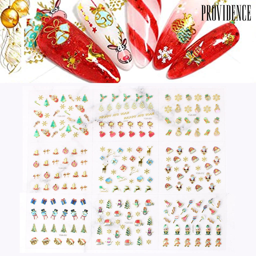 Providence 24Pcs/Set Nail Sliders Christmas Patterns Non-Fading Colorful Xmas Decorations Mix Colorful Transfer Foil for Manicure