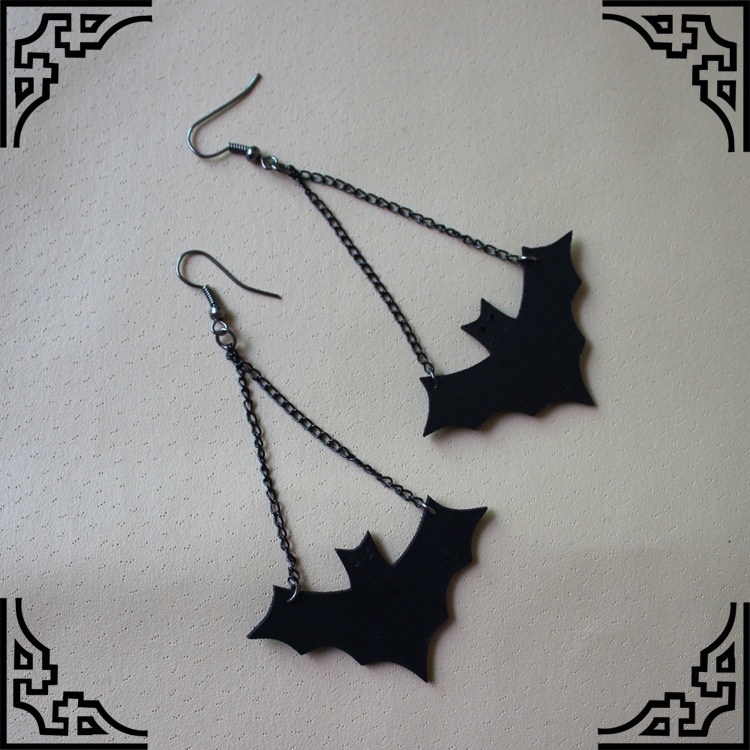 Haloween Gothic Bat Woman Earrings 8511